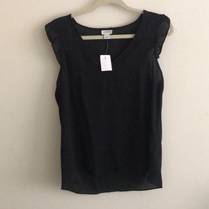 Black ruffle sleeve tank